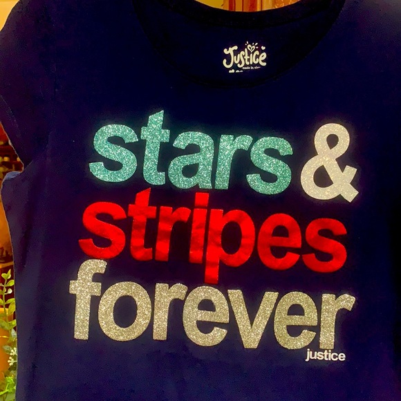 JUSTICE (**) RED~WHITE~BLUE TOP• GIRLS - Picture 4 of 4
